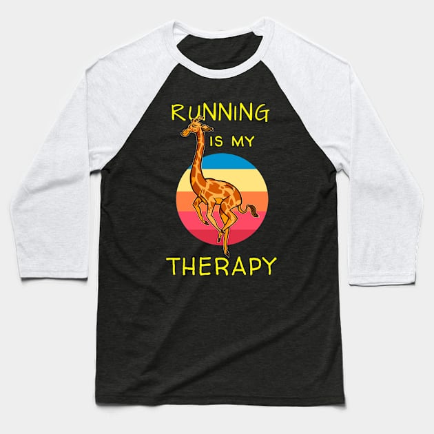 Running is My Therapy Baseball T-Shirt by Dogefellas